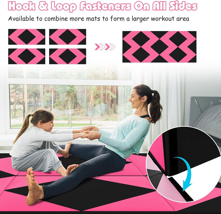 GOPLUS Turnmatte klappbar, 240×117×5cm Weichbodenmatte mit 2 Tragegriffen & Klettverschlüssen, Gymna