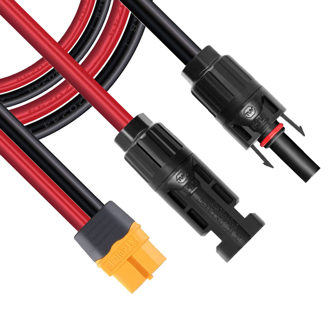 ZkeeShop Solarladekabel Solarstecker auf XT60 Adapter Stecker Anschluss von Solarpanel 12AWG Kabel f