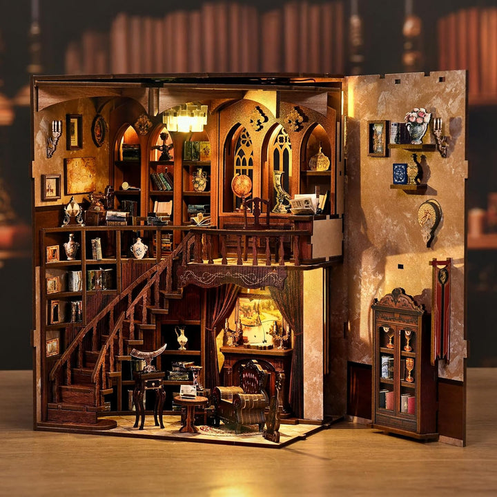 Book Nook Kit, DIY Miniatur Haus Puppenhaus Bausatz Bücherregal Deko für Jugendliche und Erwachsene（