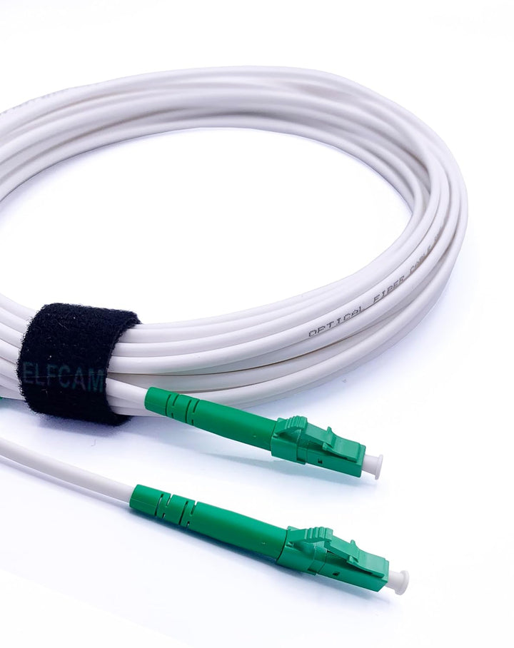 Elfcam® - 50m LWL Glasfaser-Kabel LC/APC auf LC/APC Stecker, Simplex 9/125μm Patchkabel, Lichtwellen