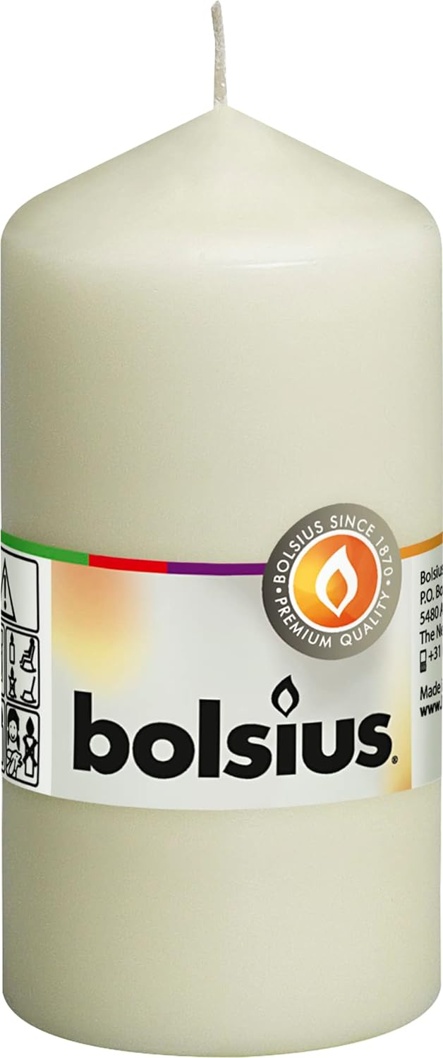 Bolsius Glatte Stumpenkerzen - Elfenbein - Set 10 Stück - Dekorative Haushaltkerzen - Länge Brenndau