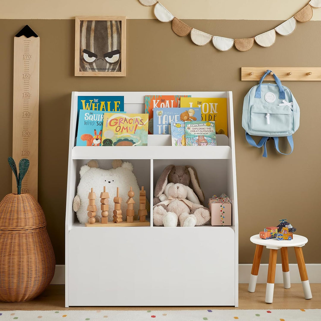 SoBuy KMB83-W Kinderregal mit Einer herausnehmbaren Spielzeugtruhe Bücherregal Kinder Kinderzimmer R