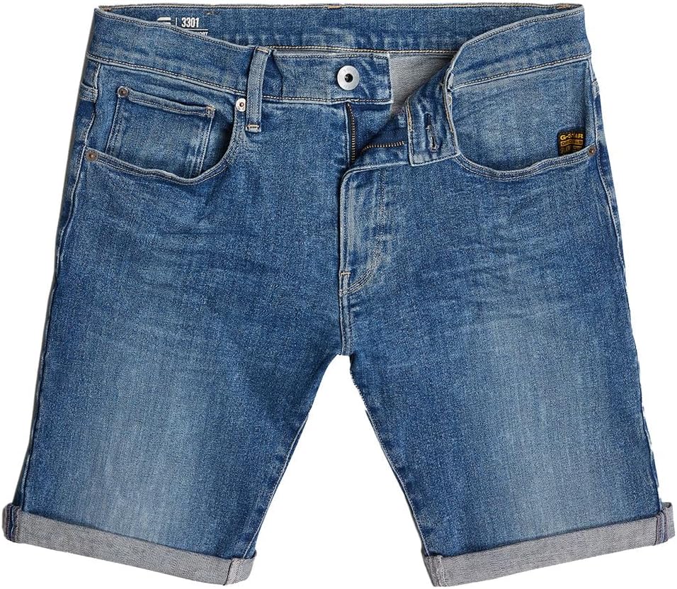 G-STAR Herren 3301 Slim Denim Shorts 28W Blau (Faded Summer Sky D10481-d634-h096), 28W Blau (Faded S