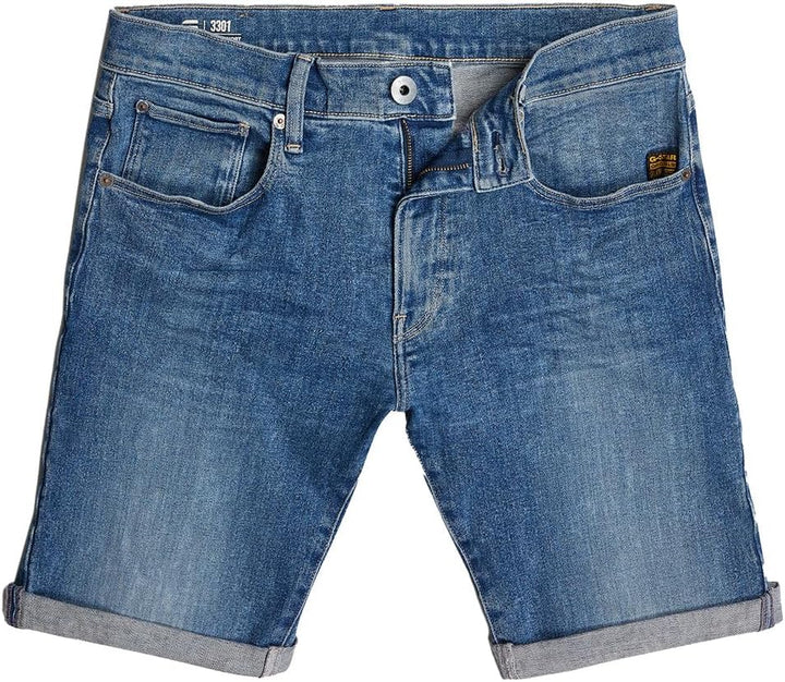G-STAR Herren 3301 Slim Denim Shorts 28W Blau (Faded Summer Sky D10481-d634-h096), 28W Blau (Faded S