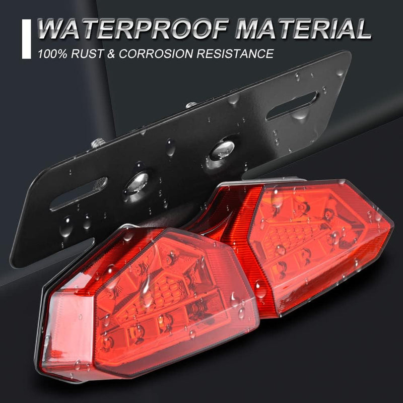 KATUR Universal Motorrad Integriertes Bremslicht RüCklicht Blinker Kennzeichenbeleuchtung (Rote Lins