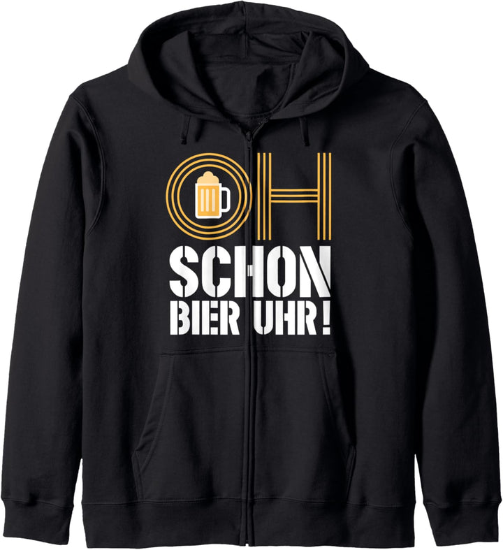 Oh schon Bier Uhr lustig Sauf Uhrzeit vier Uhr Bier trinken Kapuzenjacke
