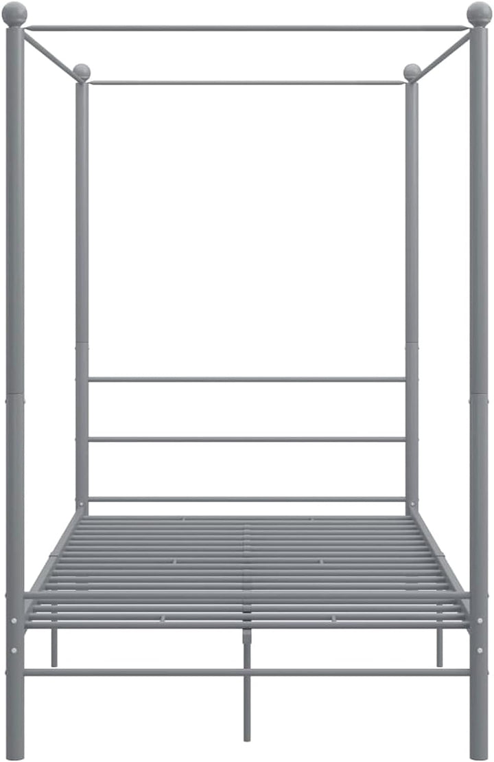 Susany Himmelbett Metallbett Bettgestell Einzelbett Jugendbett Schlafzimmerbett Grau Metall 120x200