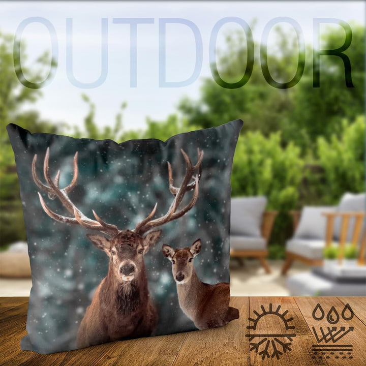 VOID Hirsch REH Winter Kissenbezug Kissenhülle Polyester Weihnachten Deko Winter Outdoor Dekoration,