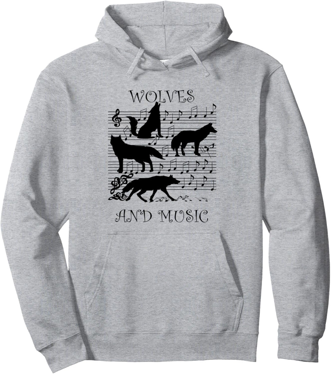 Wolf Musiknoten Musikerschlüssel Wölfe Pullover Hoodie