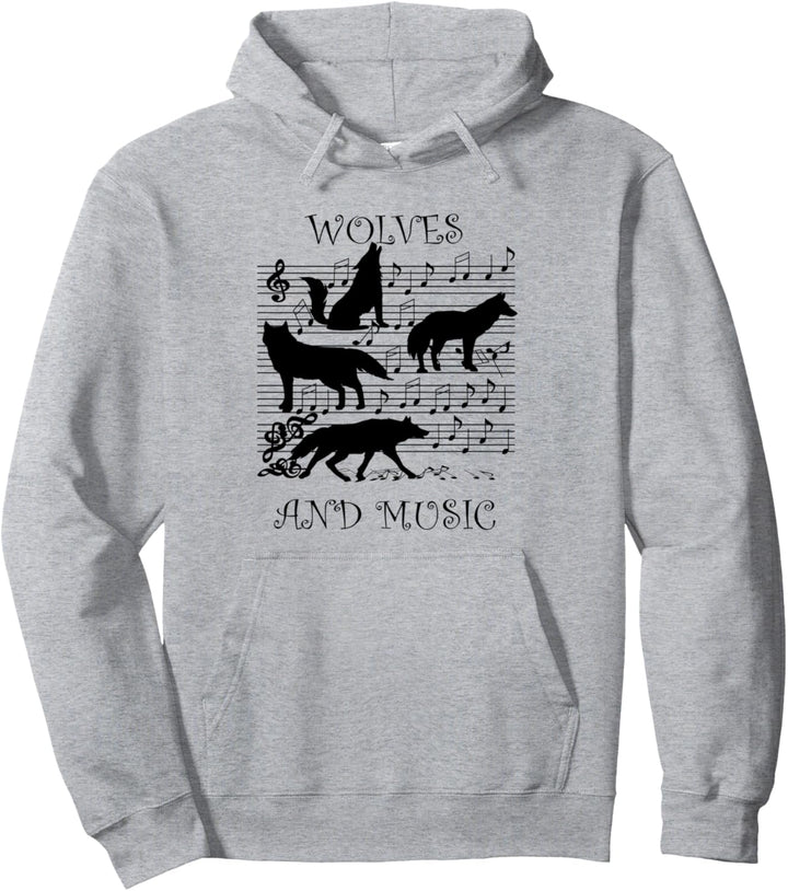 Wolf Musiknoten Musikerschlüssel Wölfe Pullover Hoodie