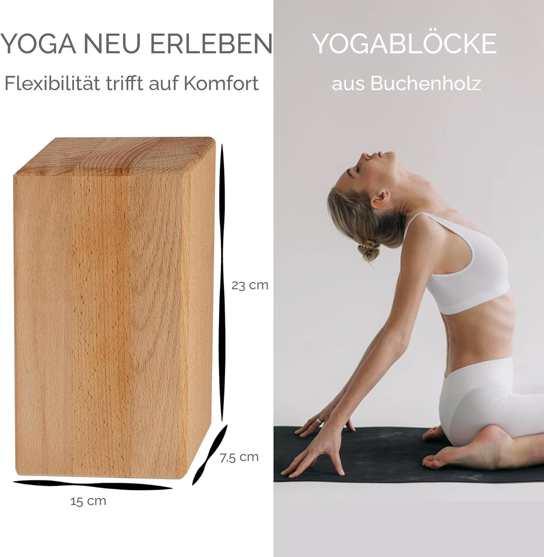 Yogablock Holzklötze für Yoga Pilates Stretching und Meditation Natürlich umweltfreundlich stabile U
