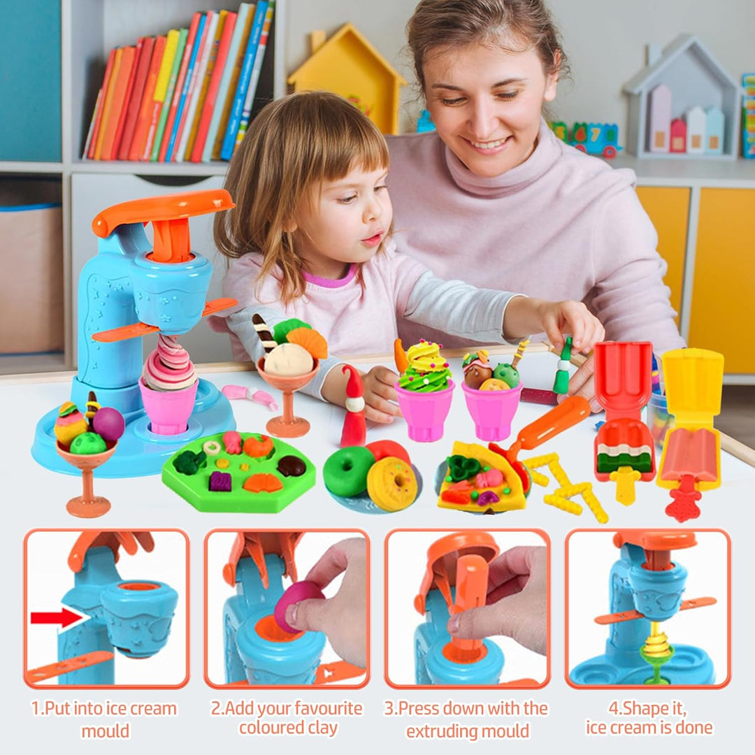 Knete Zubehör Set für Kinder 51 Stück DIY Knete Knetwerkzeug Burgermaschine Nudelmaschine Eismaschin