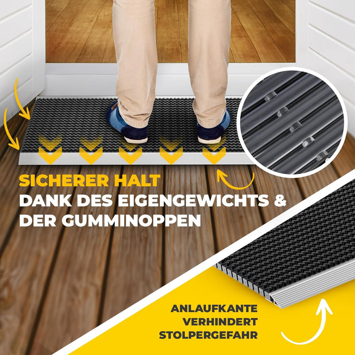 Entrando Fussmatte 60x90 cm - Schuhabstreifer mit Bürsten für aussen, Schwarz | Wetterfeste Schmutzf