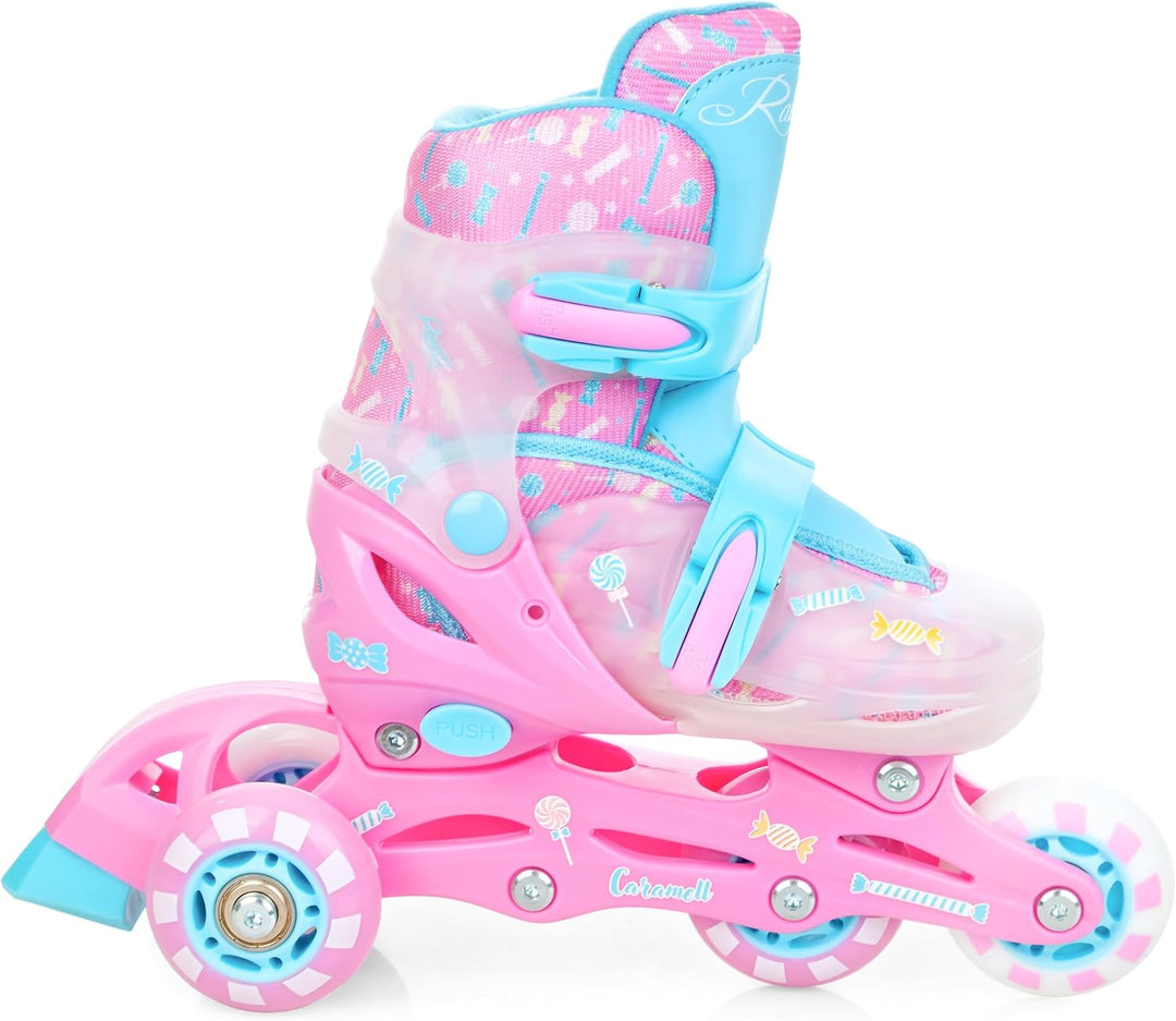 RAVEN 4in1 Inline Skates Triskates Rollschuhe Schlittschuhe Inliner für Kinder Mädchen verstellbar G