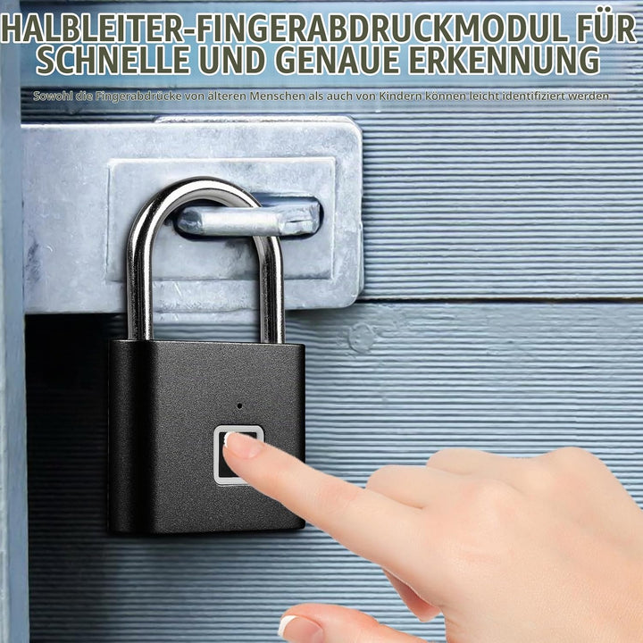 Vorhängeschloss Fingerabdruck, Schloss mit Fingerabdruck, Wetterfest, USB-Aufladung Fingerabdruck Sc