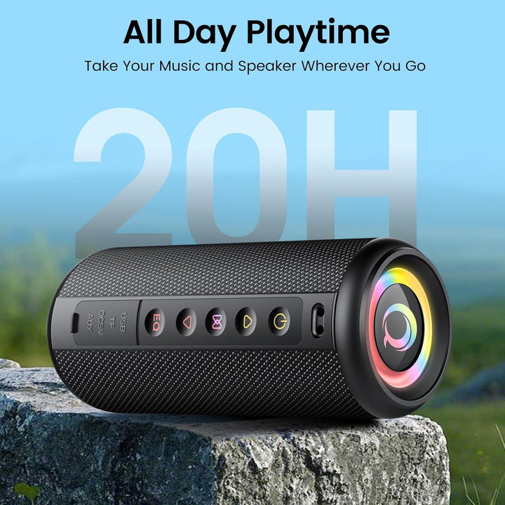 Bluetooth Lautsprecher mit Licht, Bluetooth 5.4 Musikbox,20W Dual Lautsprecher,30 Std Akku,Dualen Ba