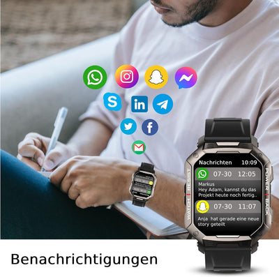 Deunis X3 Smartwatch Herren 1,83 Zoll mit Telefonfunktion, Fitness Tracker, Schlafmonitor, Schrittzä