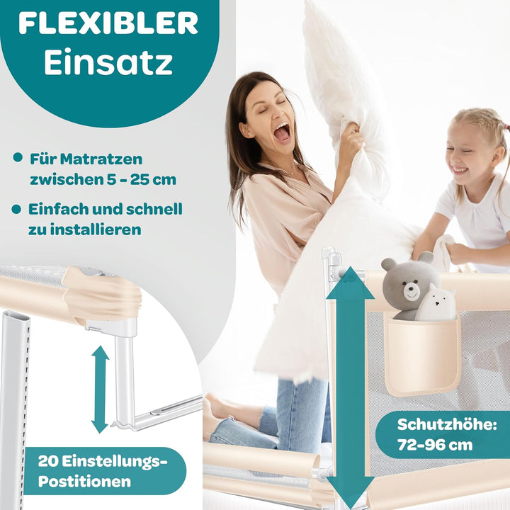 KESSER® Bettgitter 150cm Bettschutzgitter Kinderbettgitter für Kinder Babybettgitter Klappbar, Kinde