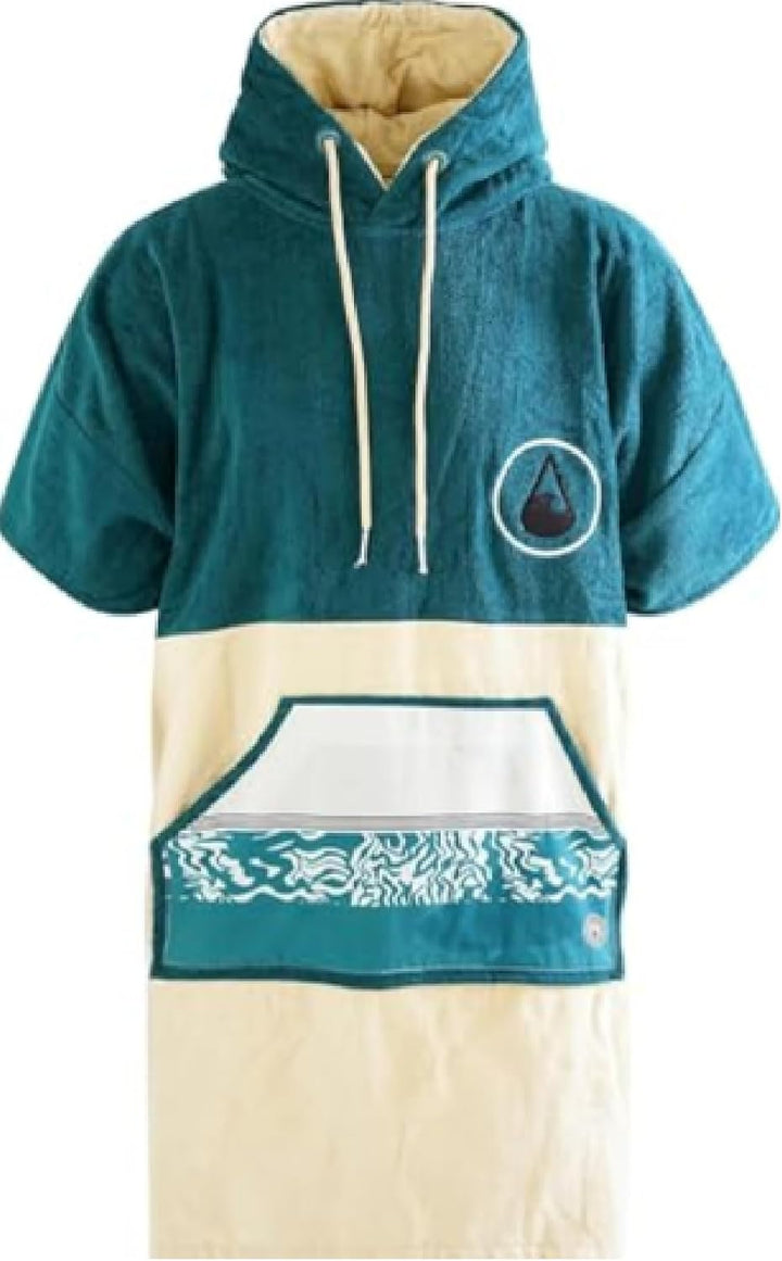 WAVE HAWAII Poncho Petrol Surfponcho 100% Baumwolle für Körpergrössen von 160-190 cm Umkleidehilfe f