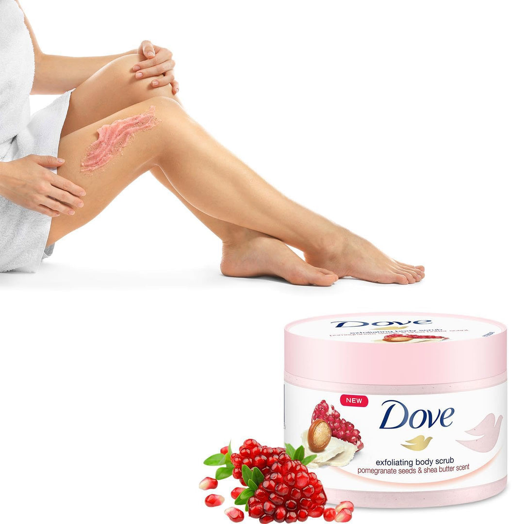 Dove Peeling-Körperpeeling mit Granatapfelkernen und Sheabutter-Duft, 225 ml (2er-Pack)