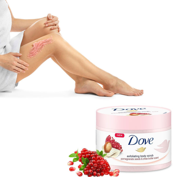 Dove Peeling-Körperpeeling mit Granatapfelkernen und Sheabutter-Duft, 225 ml (2er-Pack)