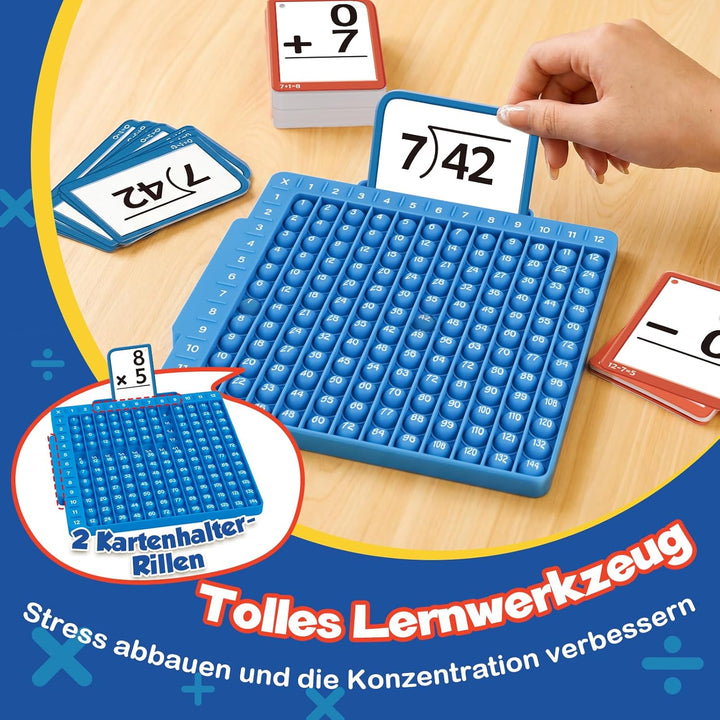 12x12 Multiplikation Fidget Spielzeug und 12+12 Additions-Lernbrett Fidget mit 332 Mathe Karteikarte