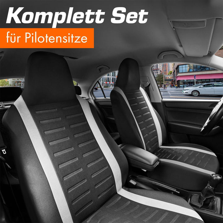 Upgrade4cars Autositzbezüge Set für Pilotensitze | Autositzbezug Komplettset in Weiss | Autoschonbez