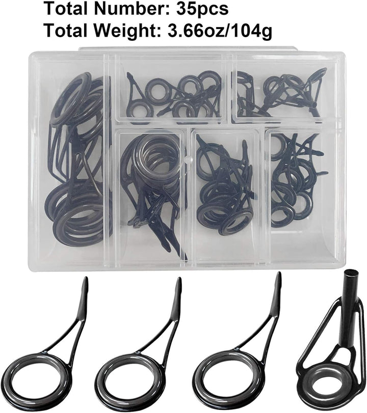 THKFISH Ruten Reparatur Kit Spinn Ruten Reparatur Keramik Edelstahl Carbon Spinnrutenführungen Angel