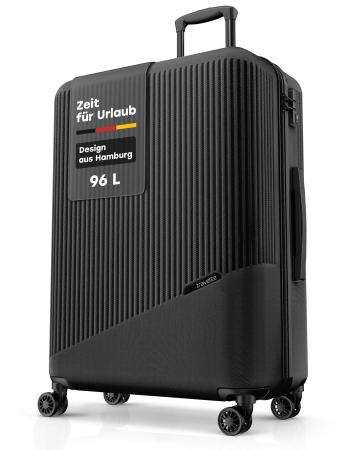 travelite 4-Rad Hartschalenkoffer gross 96 Liter, Gepäck Serie BALI: ABS Hartschalen Trolley mit TSA