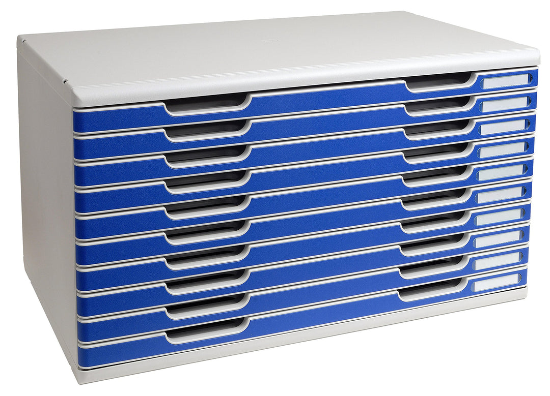 Exacompta 324003D Ablagesystem Modulo A3, 10 laden Classic, lichtgrau/blau, 350 x 576 x 320 mm 10 La
