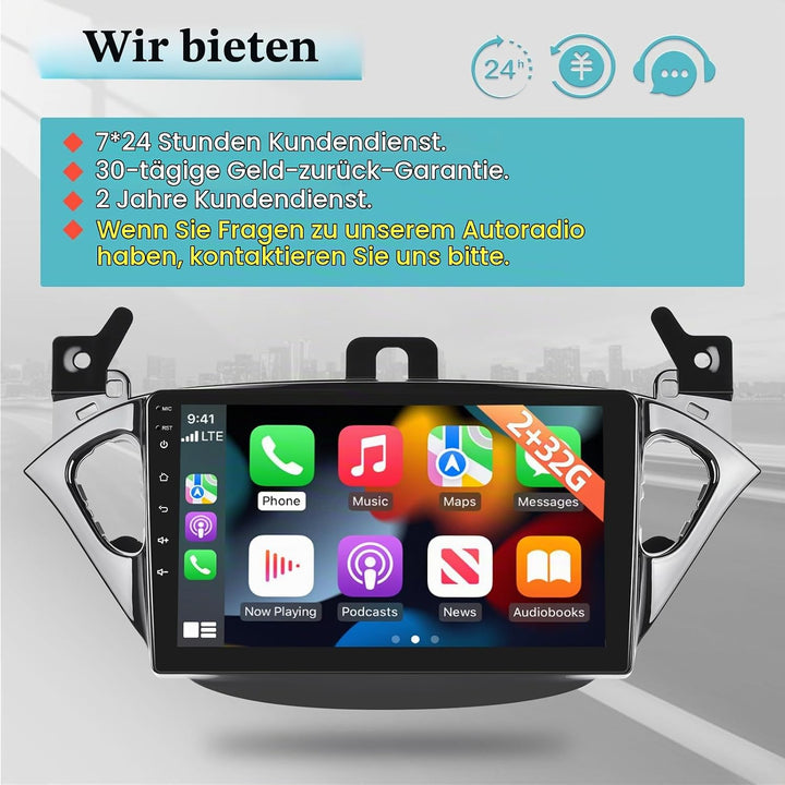 Android-Autoradio für Opel Corsa 2015-2019 / Opel Adam 2013-2016 mit kabellosem Carplay und Android