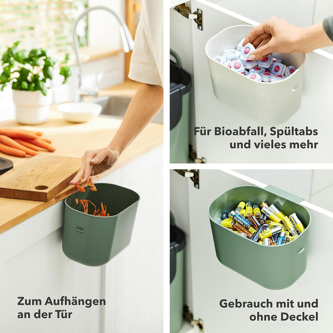 Rotho Salsa Biomülleimer 3,2l, mit Decekl Komposteimer, integrierte Hängevorrichtung, Kunststoff, 22