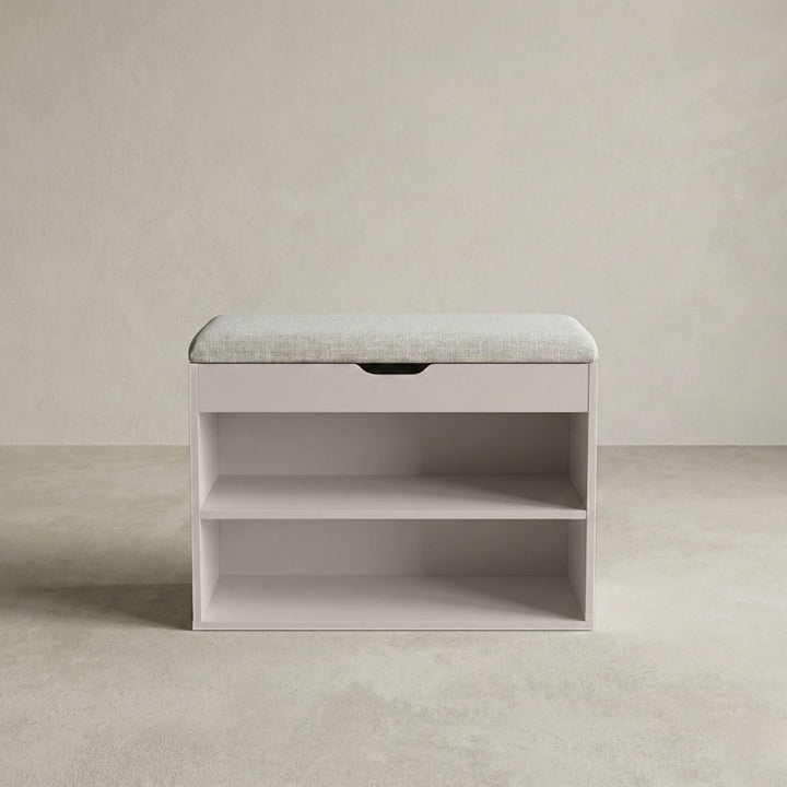 BOXIMO Schuhschrank mit Sitzbank, 60 x 30 x 47 cm, MDF und Polyester Bezug, Flurbank mit Stauraum, S