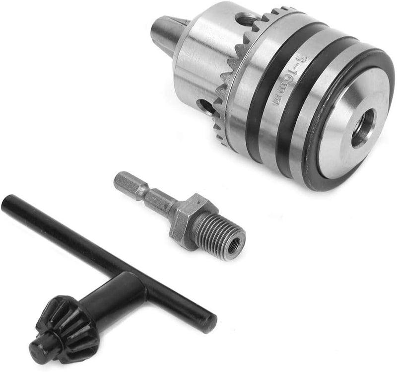 Zahnkranzbohrfutter, 3.0-16MM 1/2-20UNF Bohrfutter mit Spannschlüssel und 1/4 Sechskantkopf Adapter