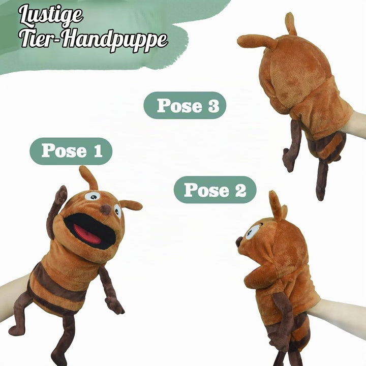 lilizzhoumax Handpuppe Ameise Kuscheltier Tier Ameise Handpuppe aus Plüsch Kawaii Niedliches Rollens