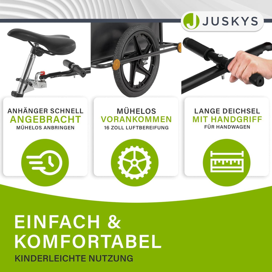 Juskys Fahrradanhänger 90 Liter - Lastenanhänger mit Kupplung, Deichsel — Anhänger für Fahrrad 40 /