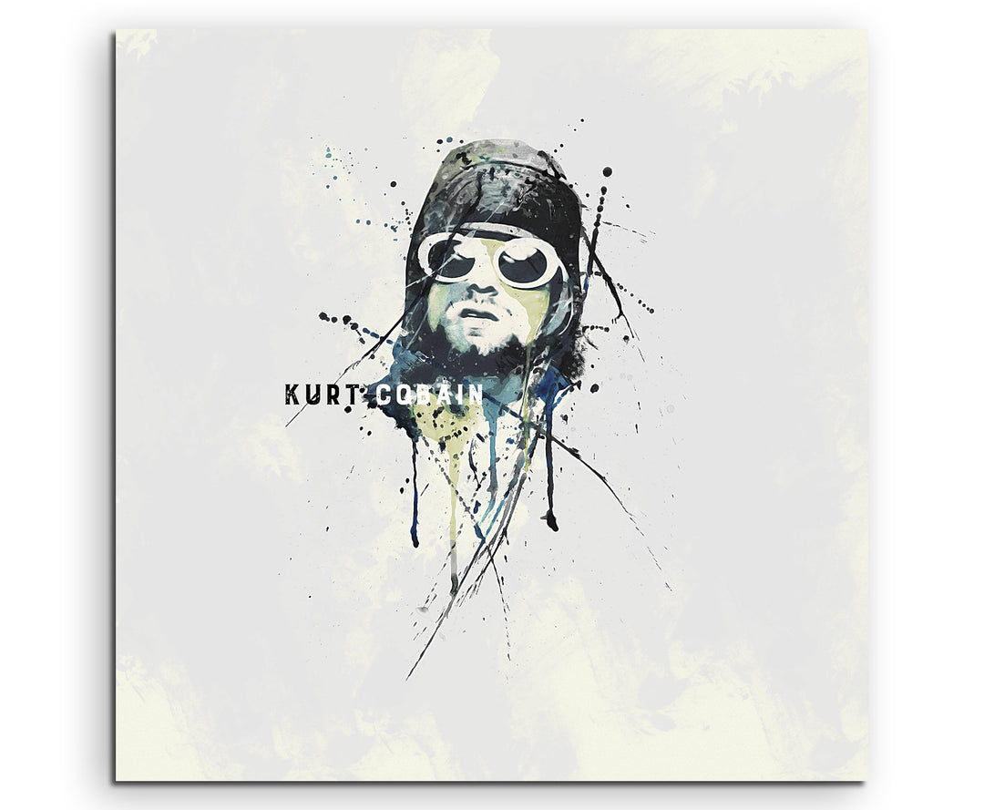 Paul Sinus Art Kurt Cobain II 60x60cm Keilrahmenbild Kunstbild Aquarell Art Wandbild auf Leinwand fe