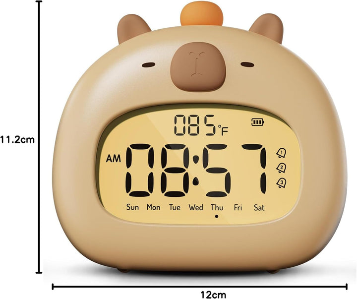 IHALO Capybara Wecker Digital, Wecker Kinder mit Nachtlicht, LED-Display, Ok to Wake 2 Alarme, Woche
