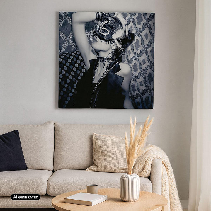 ARTTOR Bilder auf Leinwand Frau Karneval Maske Mode Leinwandbild 60x60cm Wandbilder Dekoration Wohnz