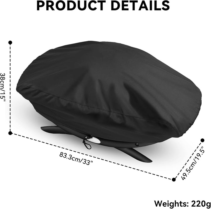 onlyfire BBQ Grillabdeckung Abdeckhaube passt für Weber Baby Q, Q200 Q220 und Q2000 Gas-Grills, schw
