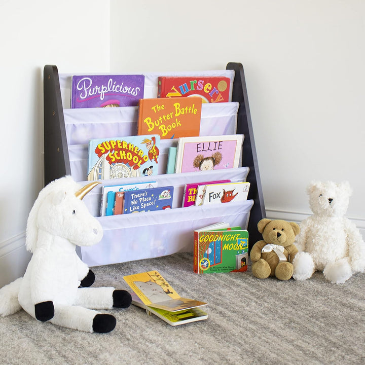 Humble Crew Kinder-Bücherregal aus Holz mit 4 Taschen, Espresso und Weiss Espresso/Weiss, Espresso/W