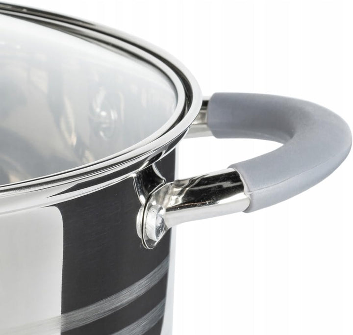 Edelstahl Kochtopf 4L mit Glasdeckel Topf Suppentopf Universaltopf Induktion 22cm