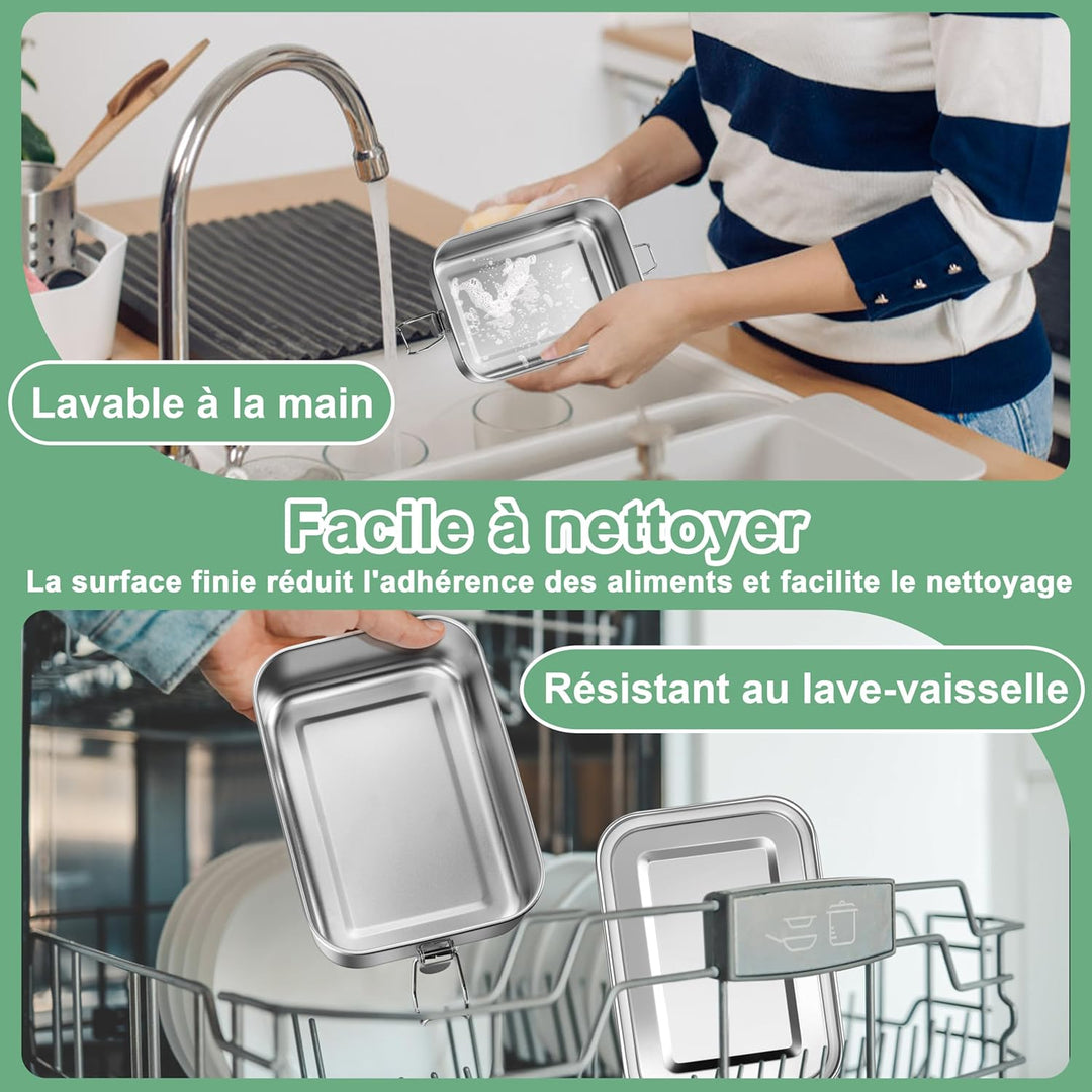 Homikit Brotdose mit Fächern, 2 Stück Edelstahl Bento Box Lunchbox für Kinder & Erwachsene, Lunch Bo