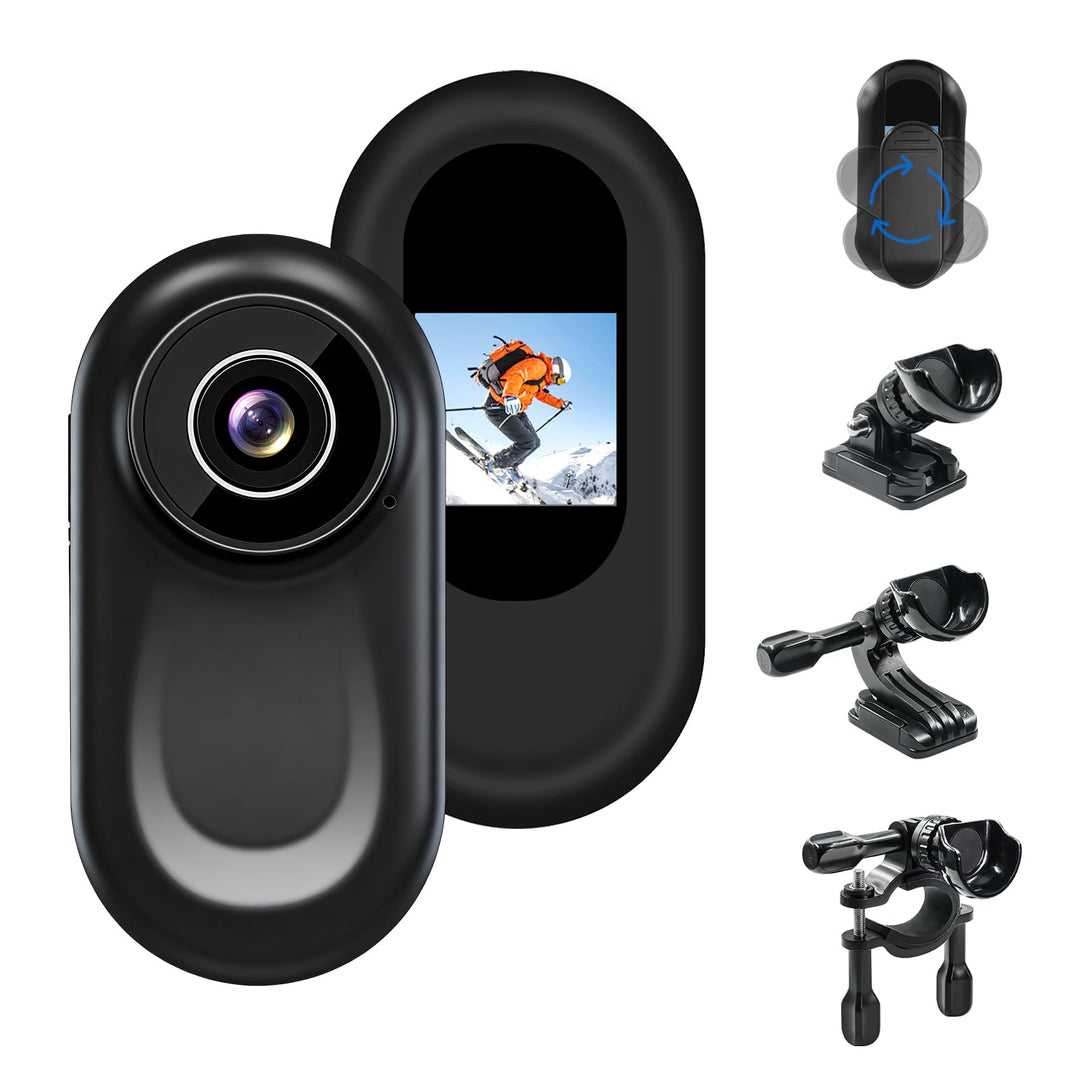 Action Cam, 120° Tragbare Sportkamera mit 0,63-Zoll-Display, Mini-Körperkamera HD 1080P Helm ActionK