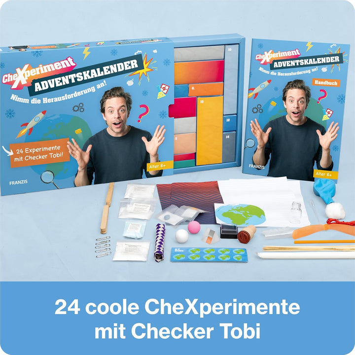 FRANZIS 67220 - CheXperiment Adventskalender, 24 lustige und verblüffende Experimente mit Checker To