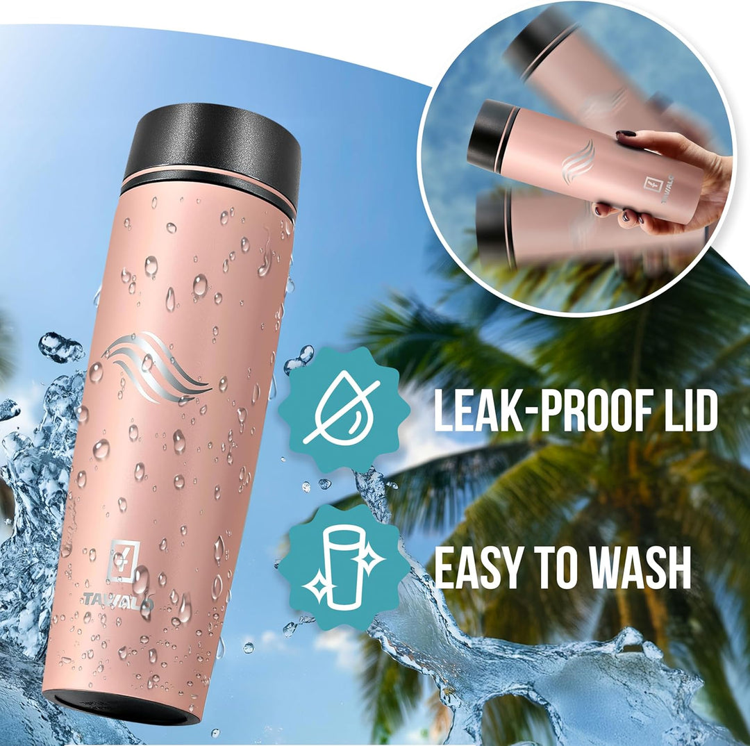 Thermobecher 460ml Travel Mug puderrosa Inox Edelstahl, Kaffeebecher/Isolierbecher Pulverbeschichtun