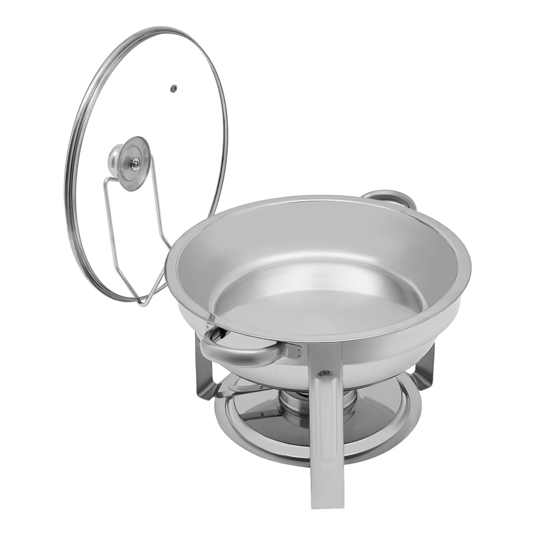 Chafing Dish Buffet Set, 5L Rund Warmhaltebehälter, Edelstahl Speisewärmer mit Lagerung der Deckel,