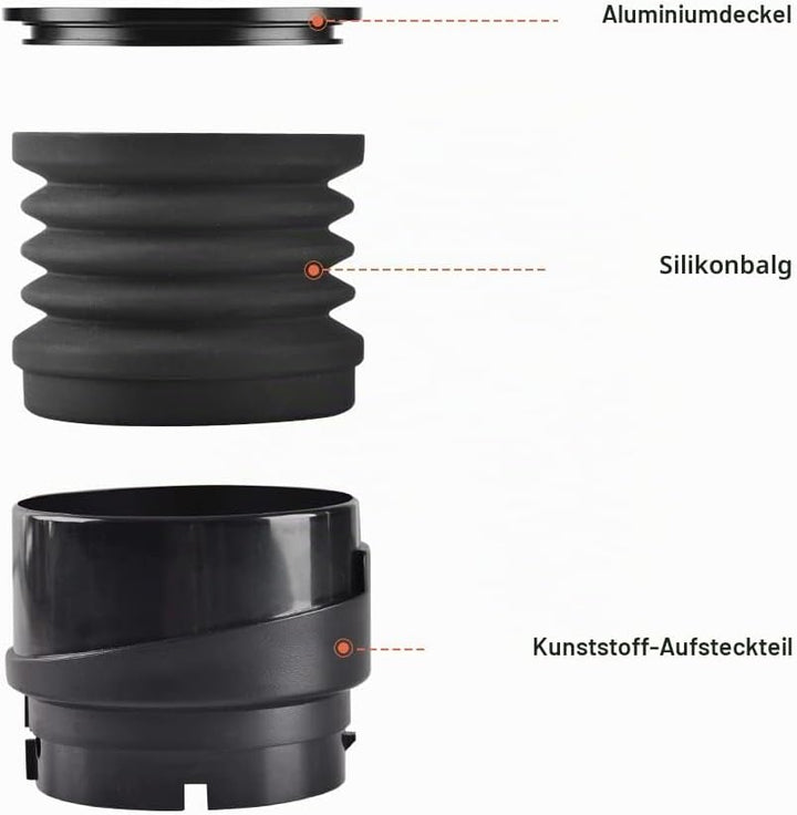 CAFEMASY Einzeldosis-Trichter mit Silikonbalg und Aluminiumdeckel, Kaffeemühle, Reinigungszubehör, W