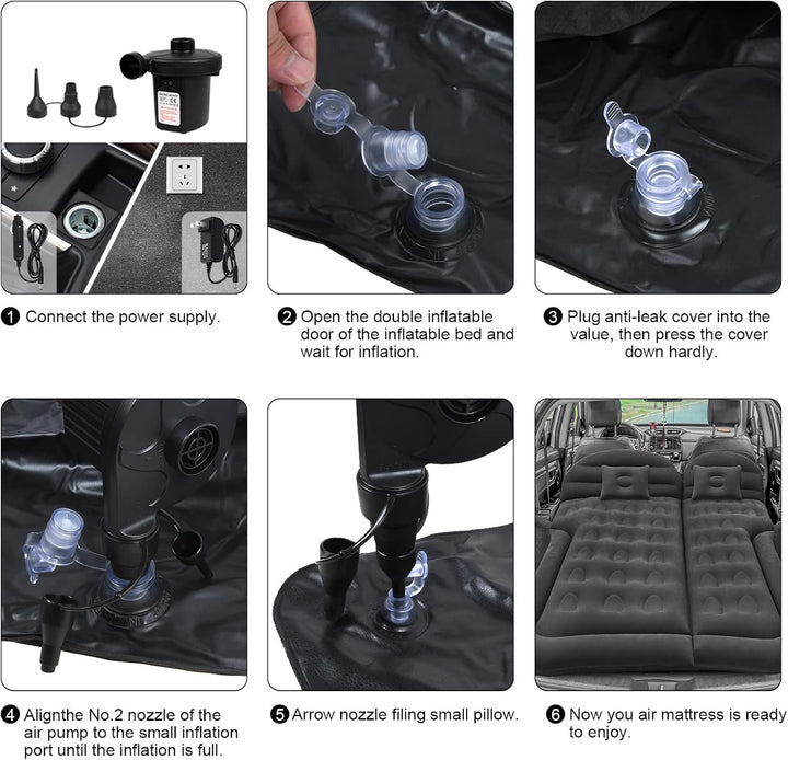 sanheshun SUV Luftmatratze Auto Camping Reisebett, Verdickte Aufblasbare Matratze mit Zwei Luftkisse