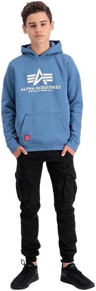 ALPHA INDUSTRIES Unisex Kinder Basic Hoody Kapuzensweat für Kids und Teens Kapuzenpullover 122-128 A